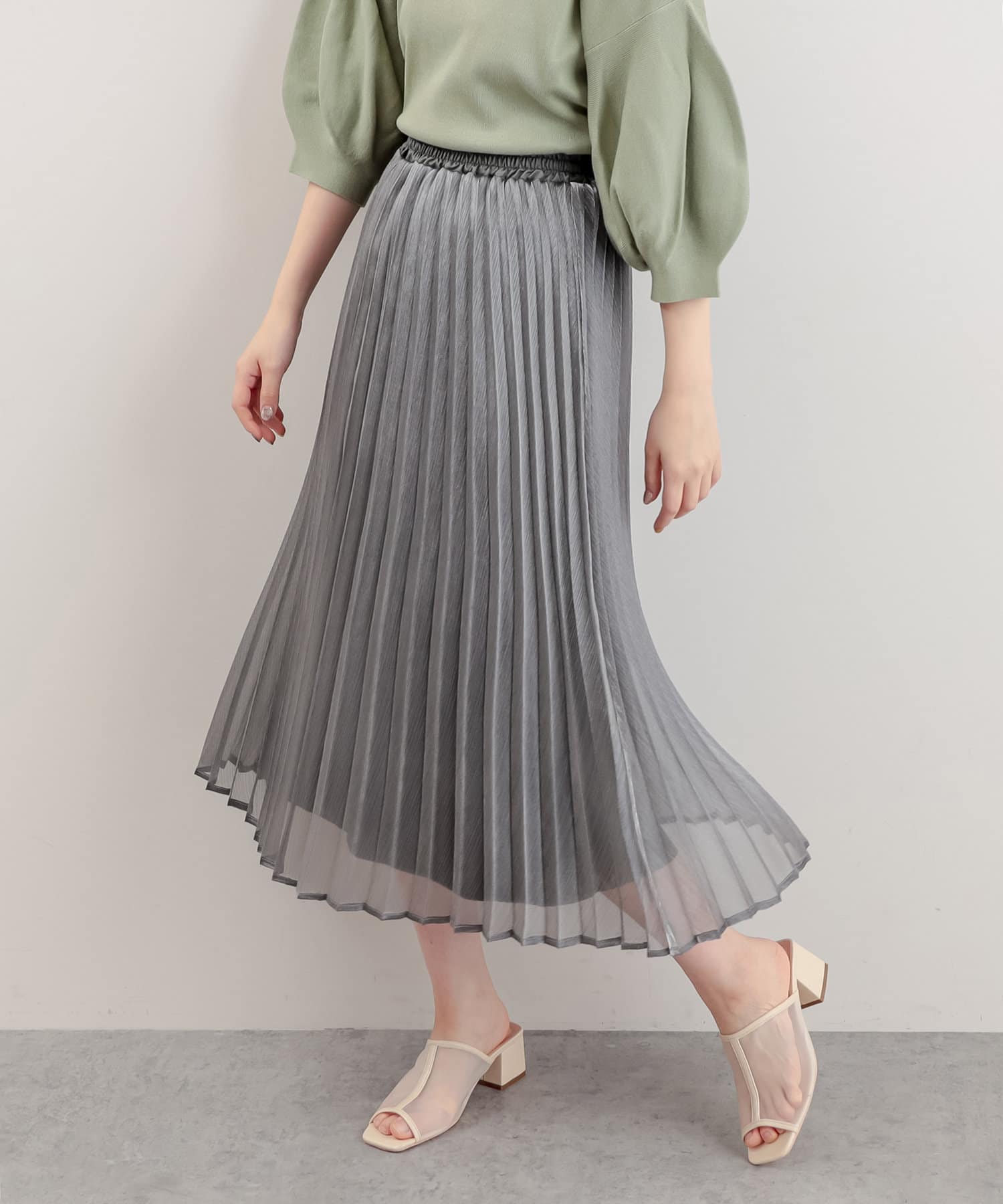 natural couture(ナチュラルクチュール) キラキラシアープリーツスカート