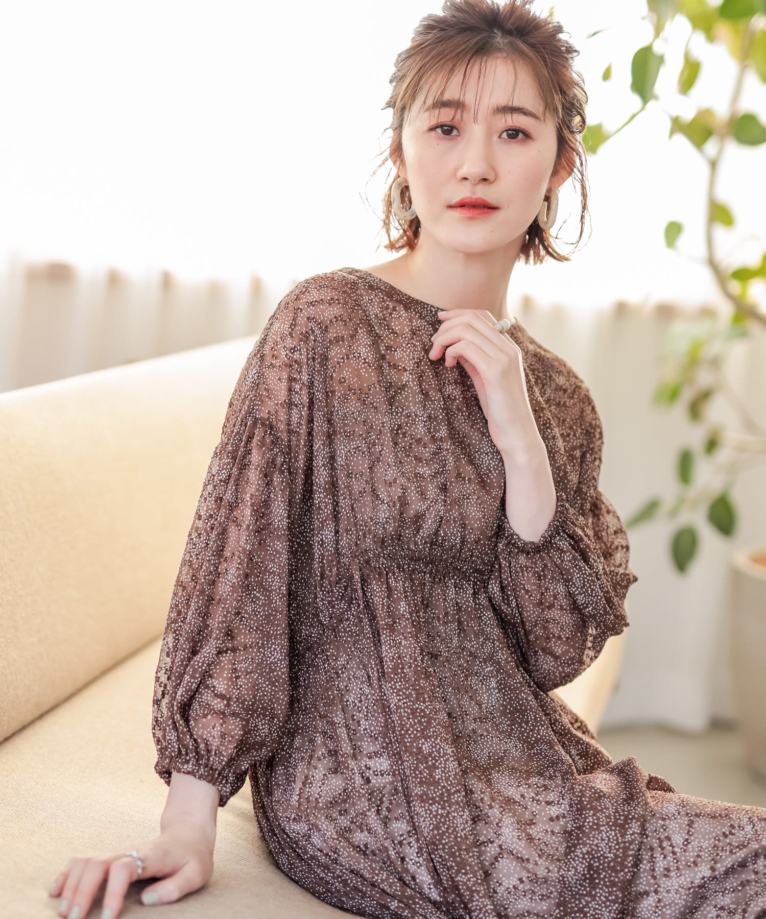 un dix cors(アンディコール) 【女性らしいシルエット】シアードットワンピース