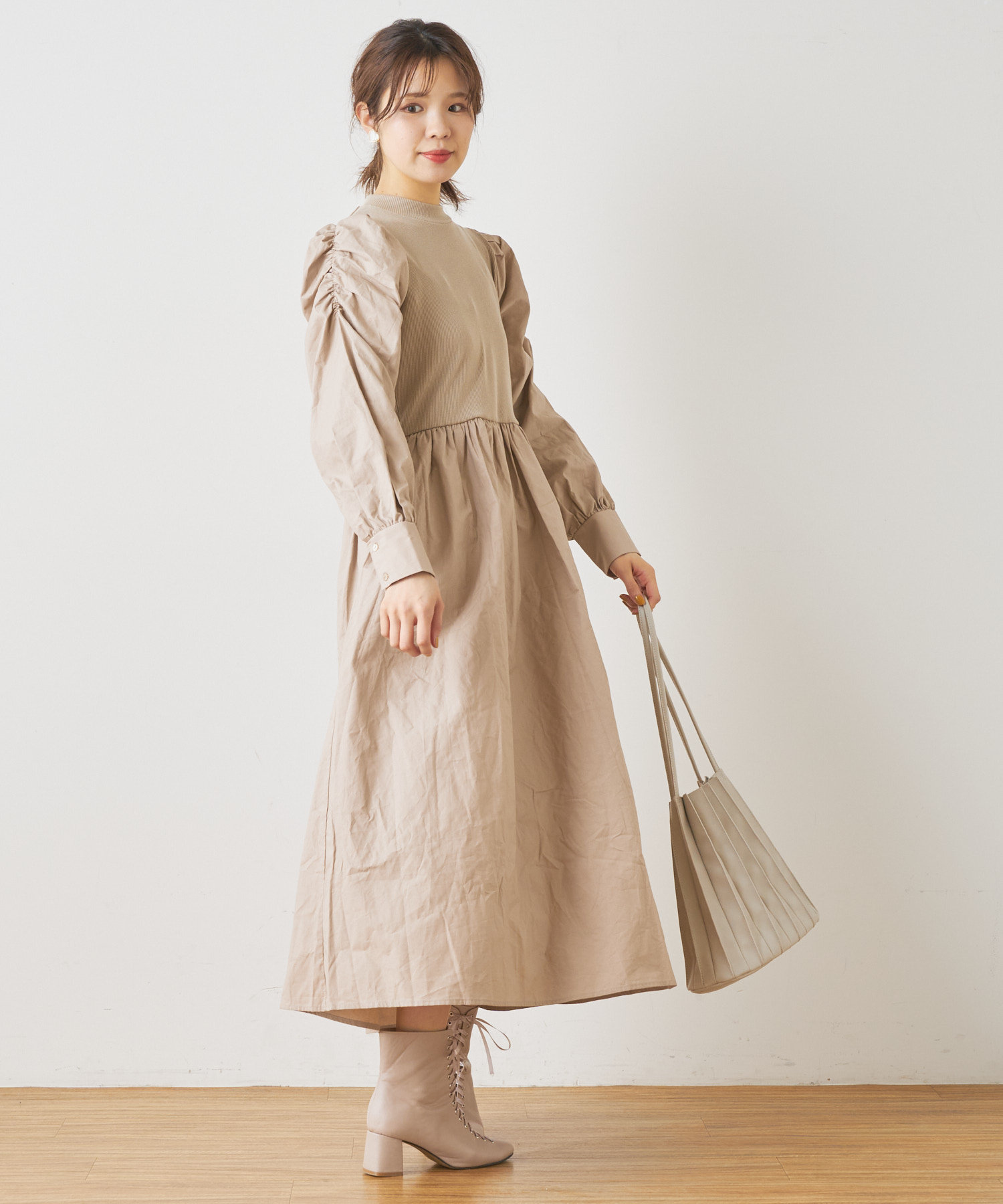 リブ切替ワンピース Nice Claup Outlet ナイスクラップ アウトレット レディース Pal Closet パルクローゼット パルグループ公式ファッション通販サイト