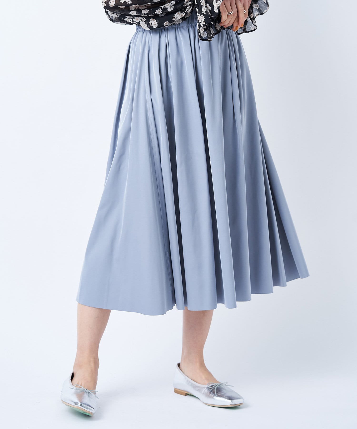 un dix cors(アンディコール) 【《2WAYで着回し力抜群》洗える】リバーシブルタフタギャザースカート