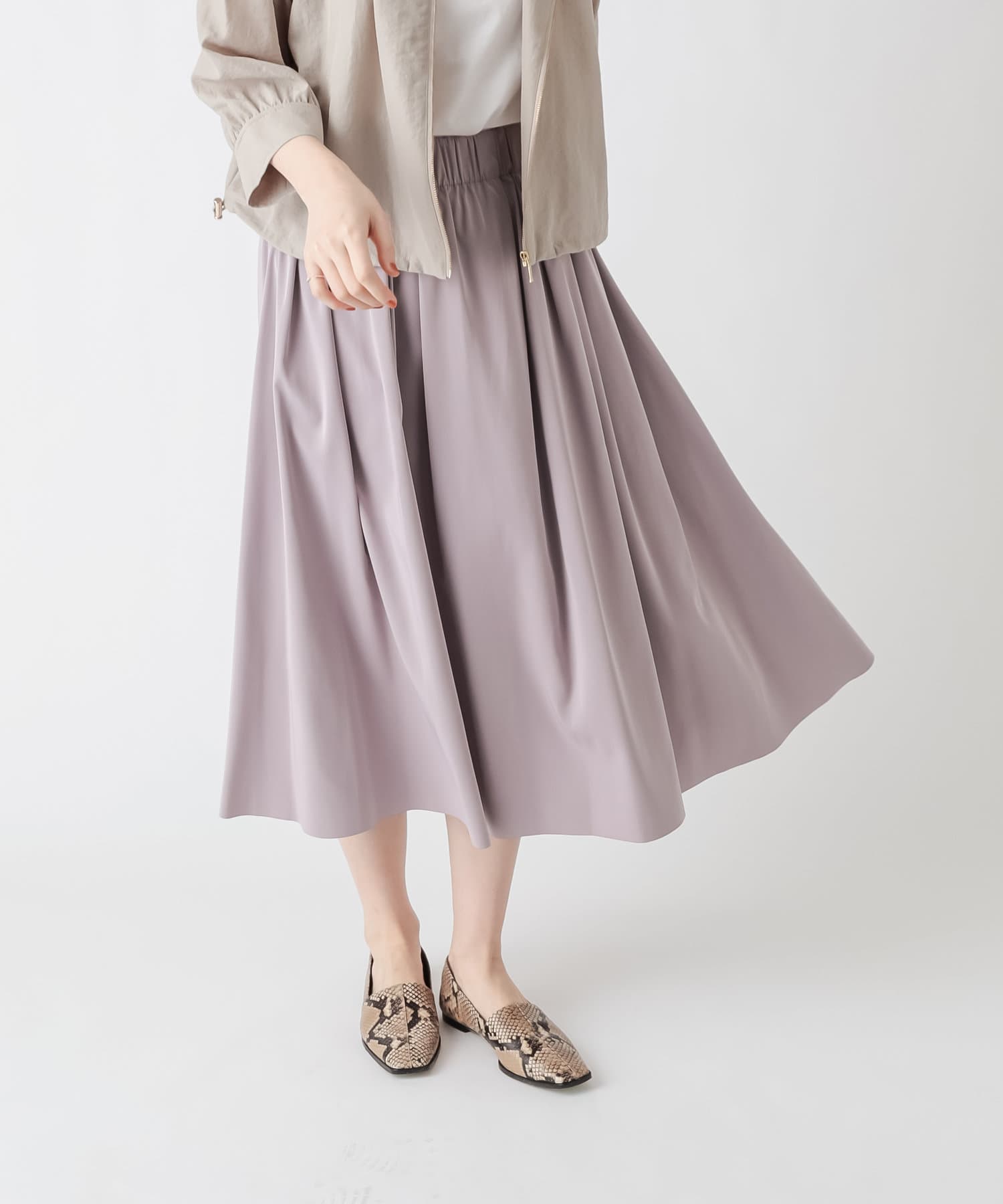 un dix cors(アンディコール) 【《2WAYで着回し力抜群》洗える】リバーシブルタフタギャザースカート