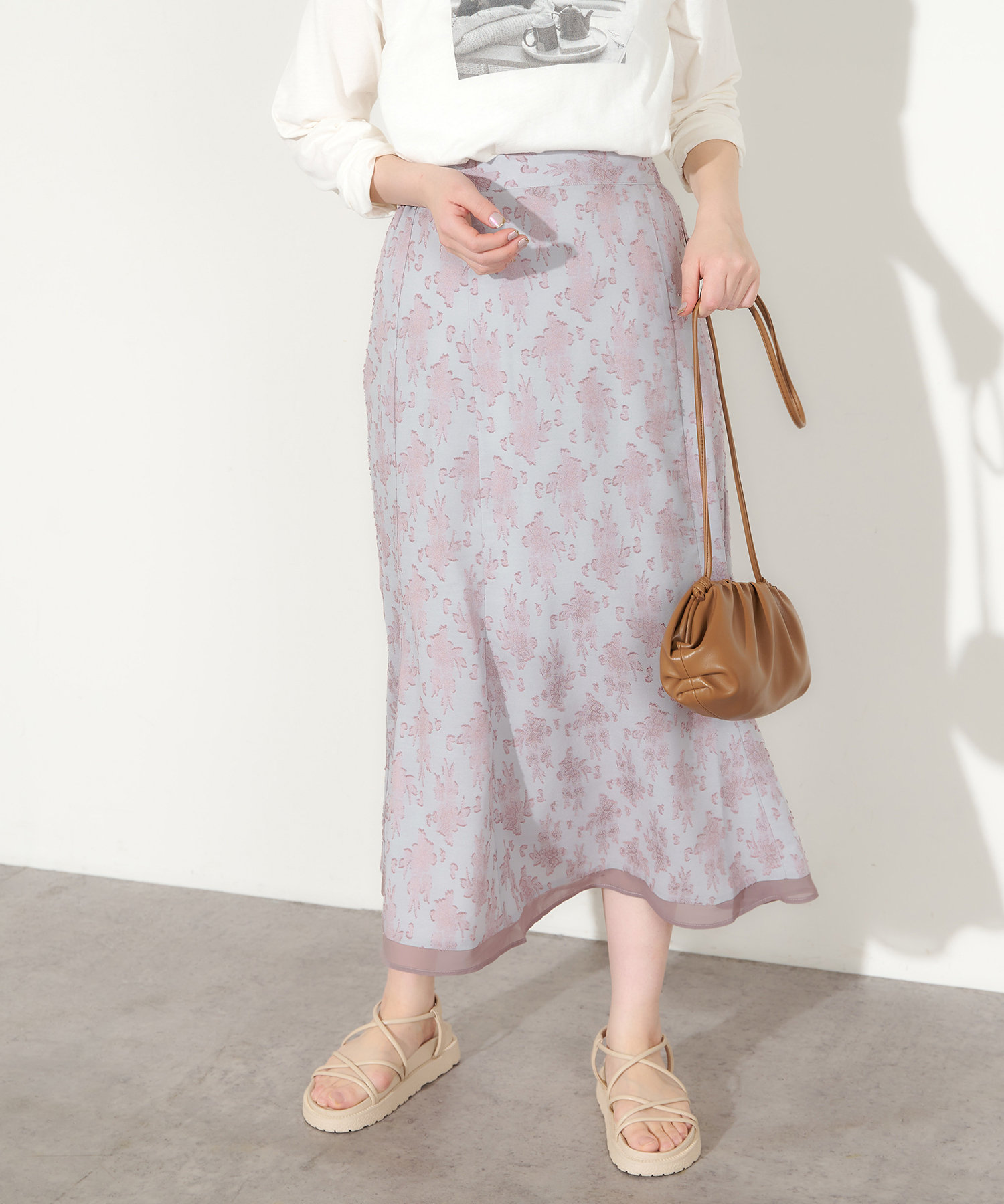 natural couture(ナチュラルクチュール) 配色ジャガードスカート