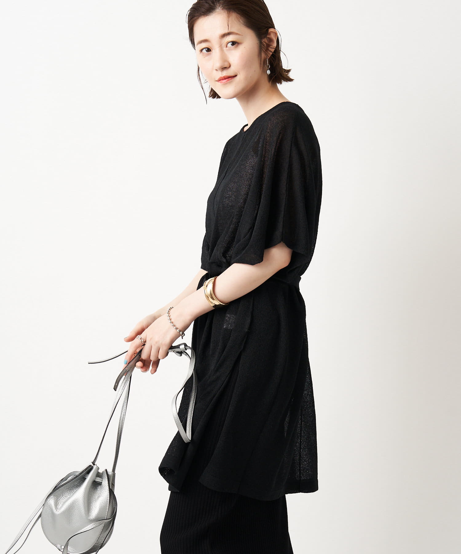 un dix cors(アンディコール) 【女性らしく着れるチュニック】ギマブークレーニットポンチョ