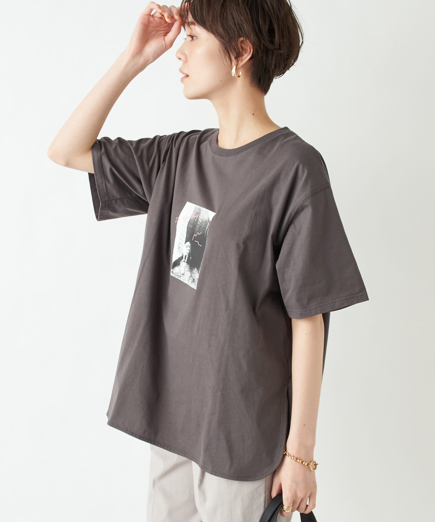 un dix cors(アンディコール) 【WEB限定・洗える】キャット転写プリントTシャツ