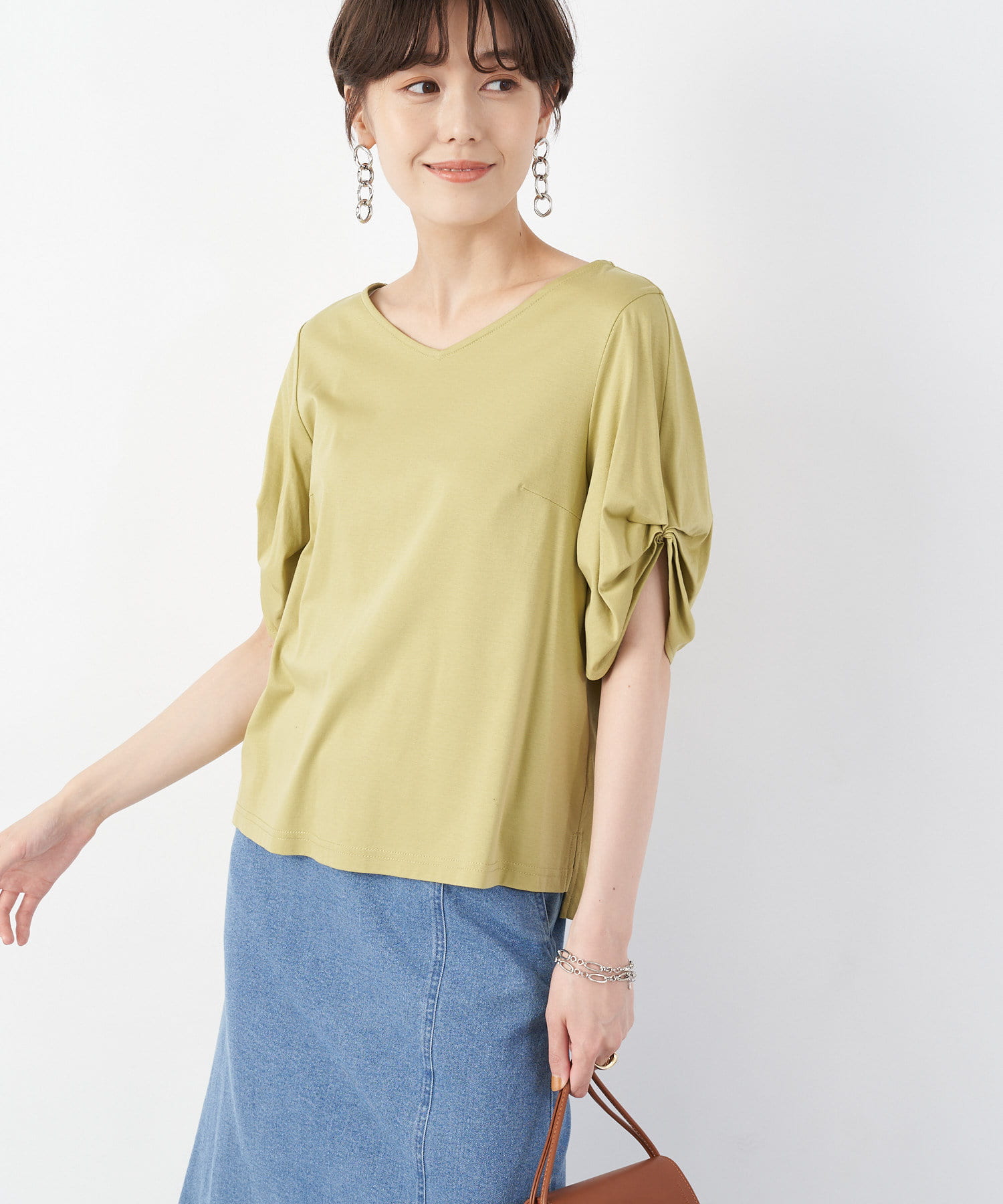 un dix cors(アンディコール) 【お仕事に最適】80シルケットタック入りカットソー