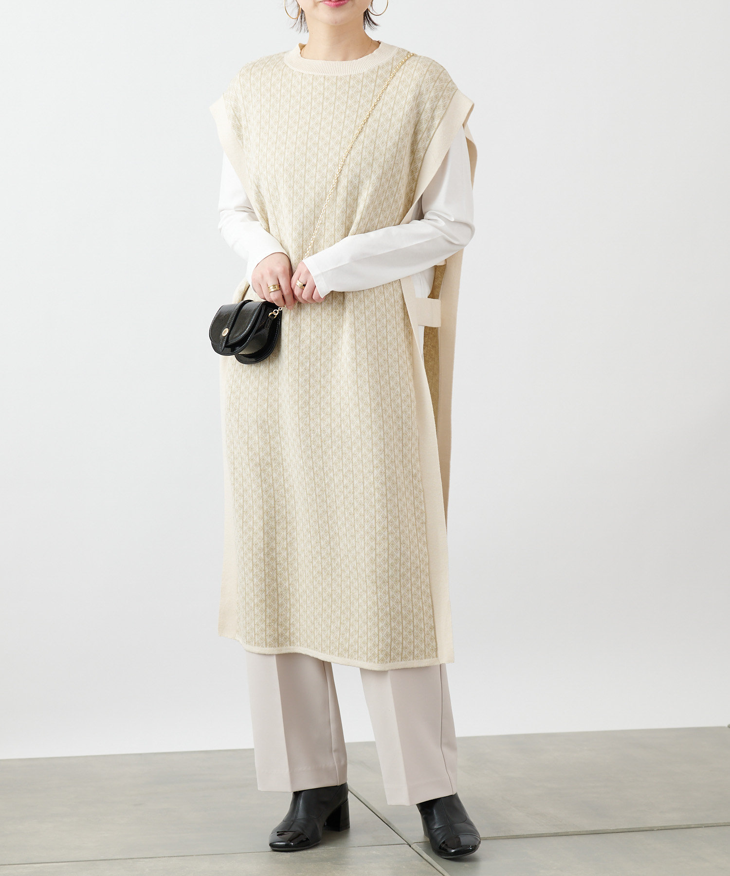 Web限定 12gバイカラージャガードニットロングベスト セットアップ可 Colony 2139 コロニー トゥーワンスリーナイン レディース Pal Closet パルクローゼット パルグループ公式ファッション通販サイト