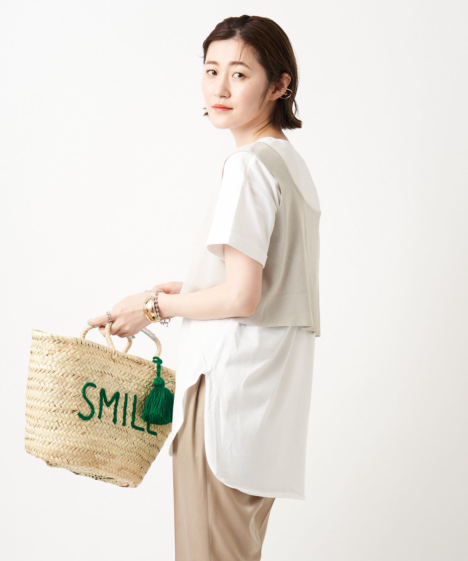 un dix cors(アンディコール) 【着回し力抜群のセットアイテム】ニットビスチェ×Tシャツ