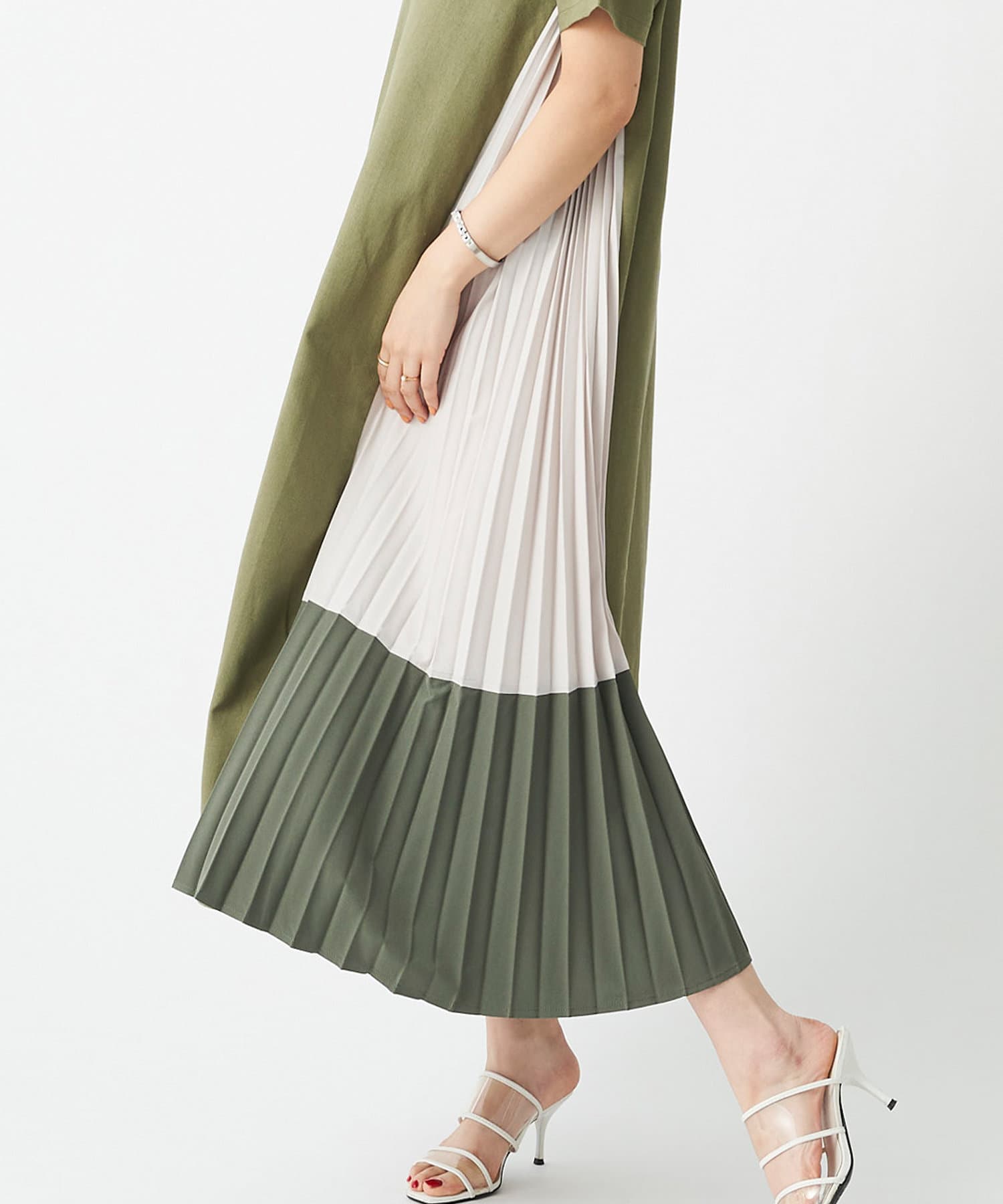 サイドプリーツ異素材切替ワンピース Chez Toi シェトワ レディース Pal Closet パルクローゼット パルグループ公式ファッション通販サイト