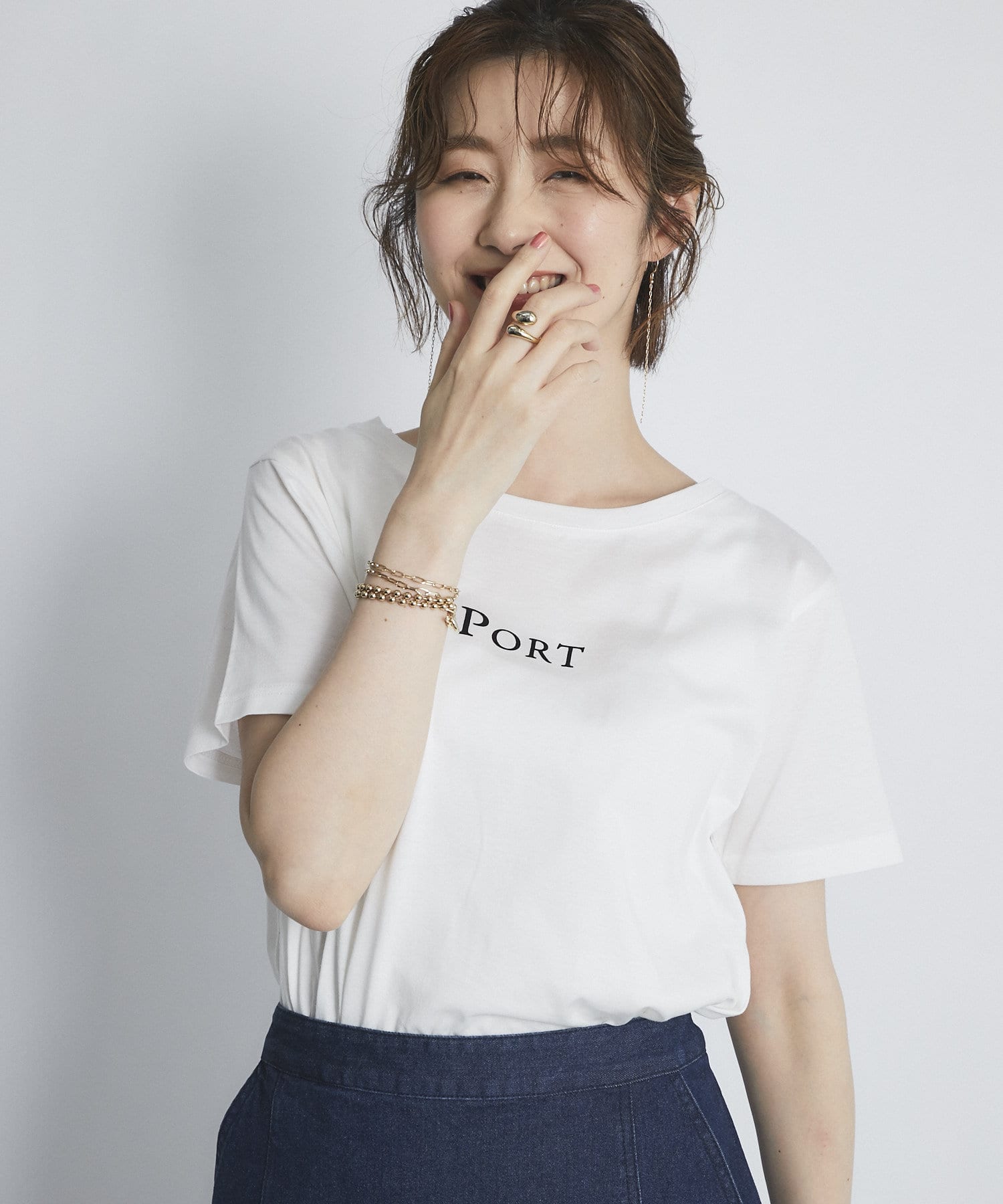 un dix cors(アンディコール) 【大人が着やすいロゴカットソー】PORTプリントTシャツ