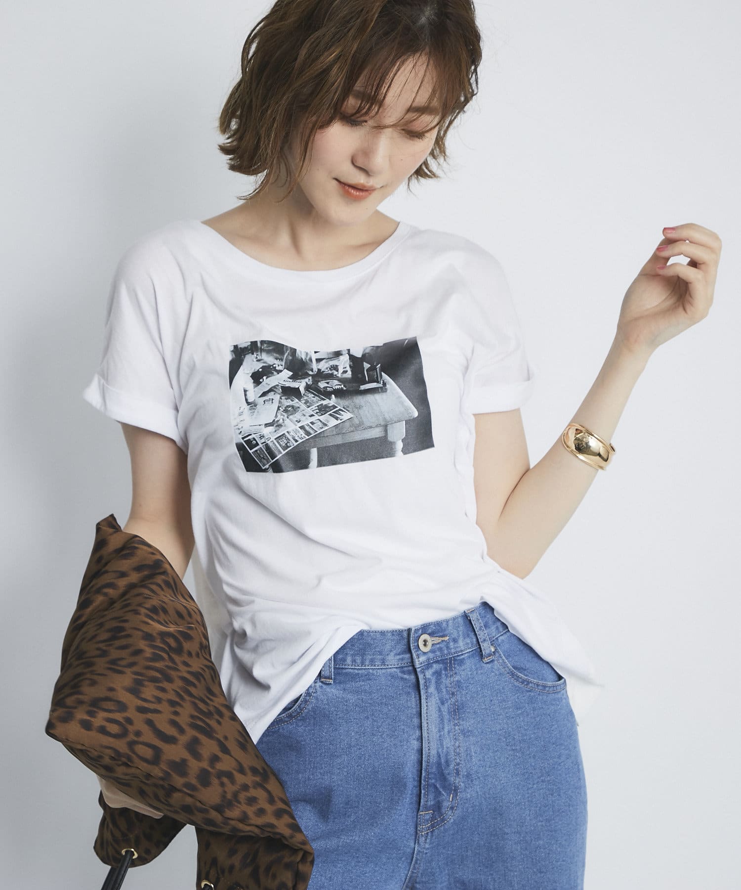 コーデのポイントに 布帛ドッキングフォトプリントtシャツ Un Dix Cors アンディコール レディース Pal Closet パルクローゼット パルグループ公式ファッション通販サイト