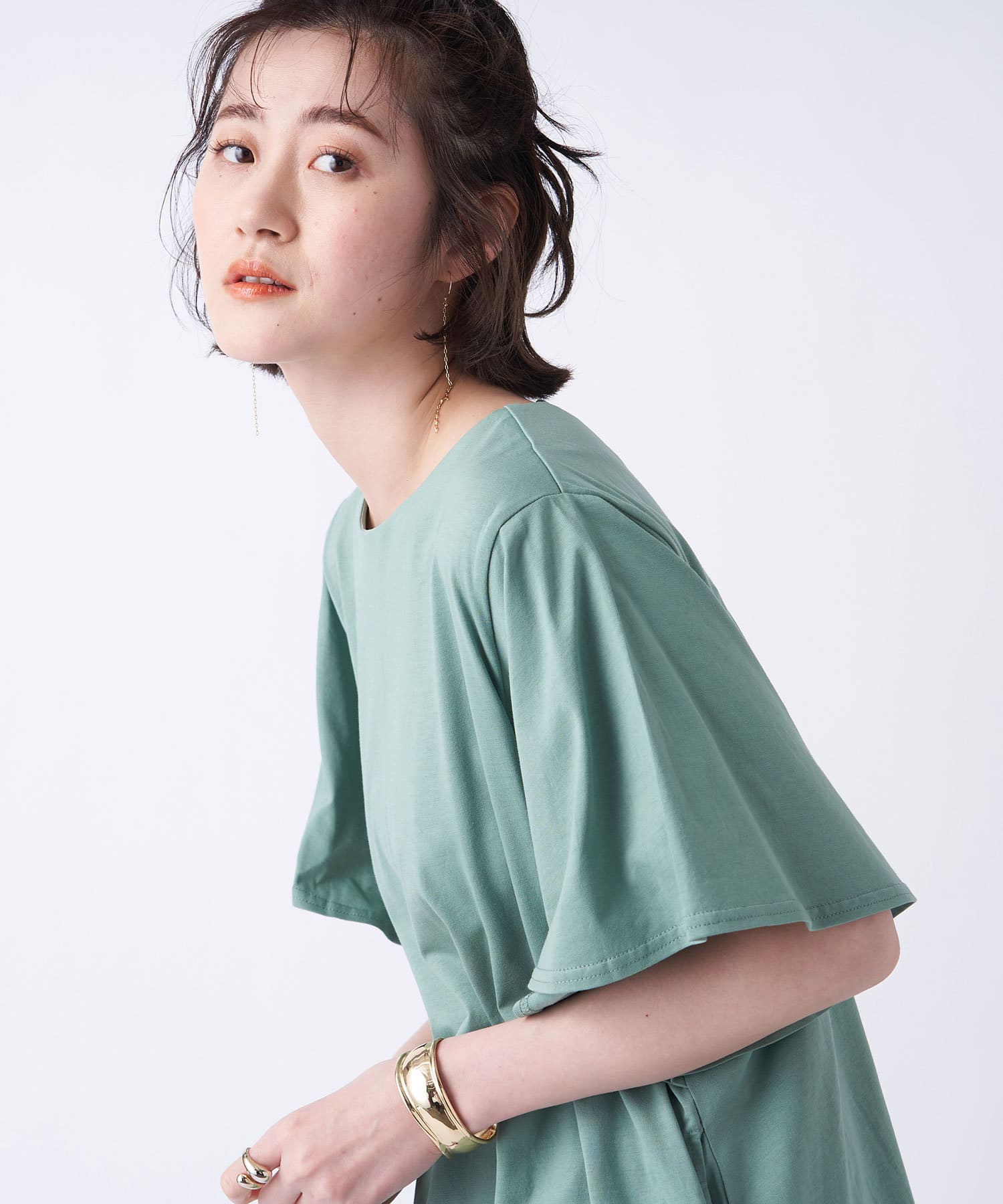 un dix cors(アンディコール) 【《女性らしさが際立つ》洗える】袖フレアカットソーワンピース