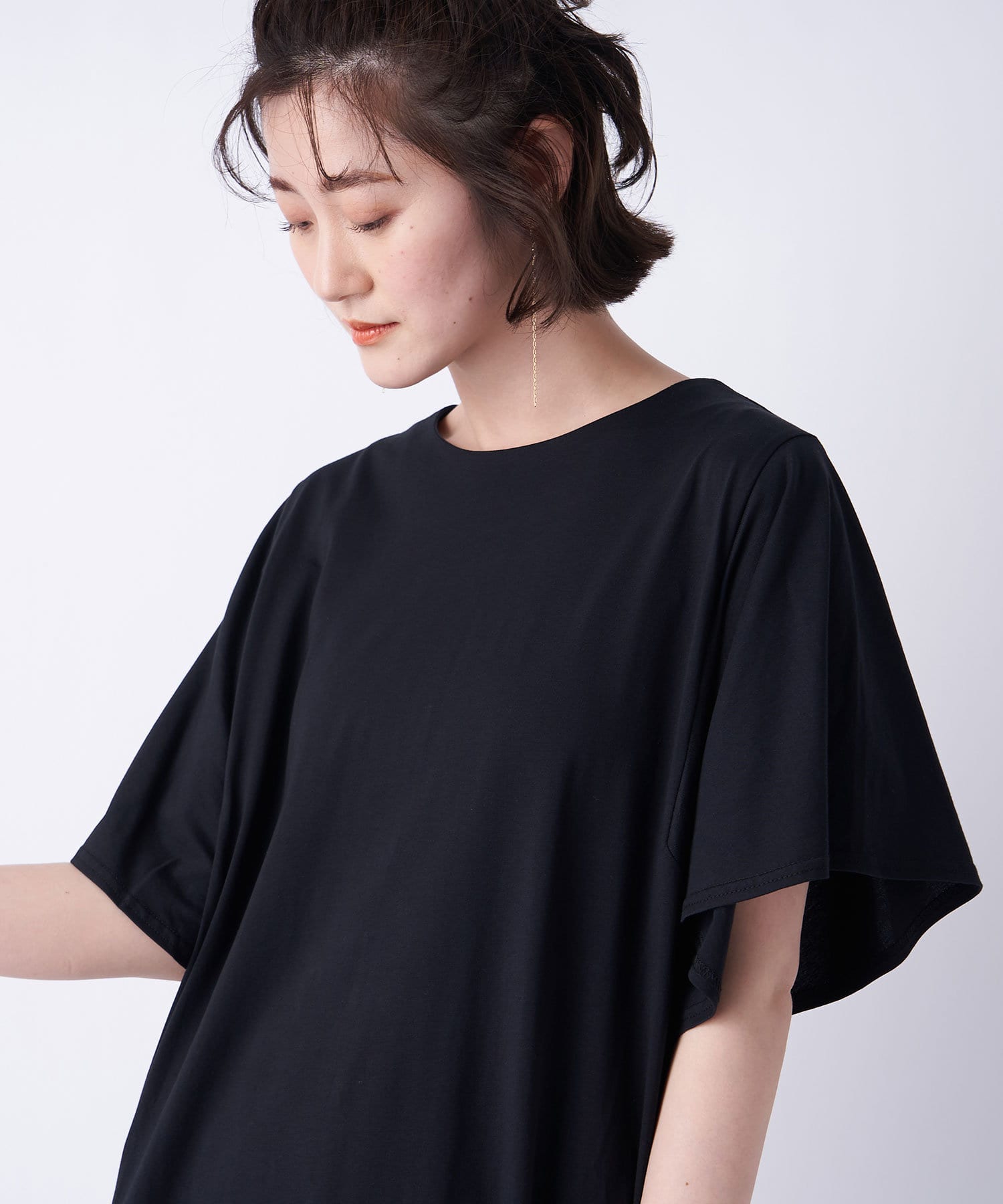 un dix cors(アンディコール) 【《女性らしさが際立つ》洗える】袖フレアカットソーワンピース