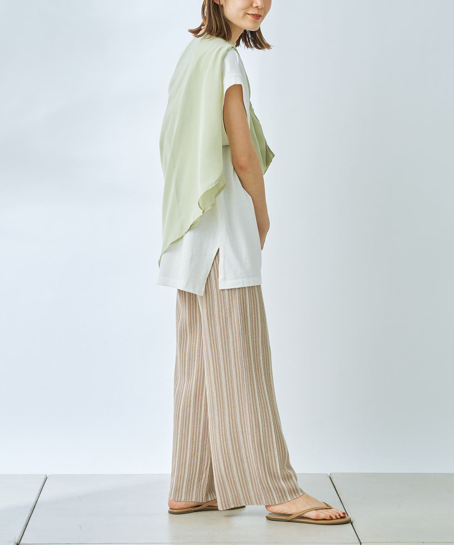 prose verse(プロズヴェール) 【ウエストゴム仕様】ランダムストライプニットパンツ