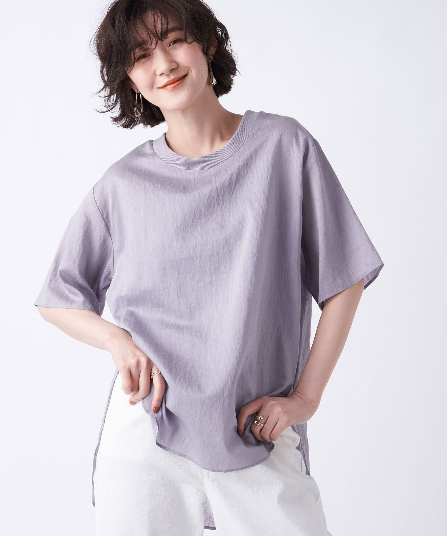un dix cors(アンディコール) 【大人カジュアルのマストアイテム】麻混シアーボイルTブラウス
