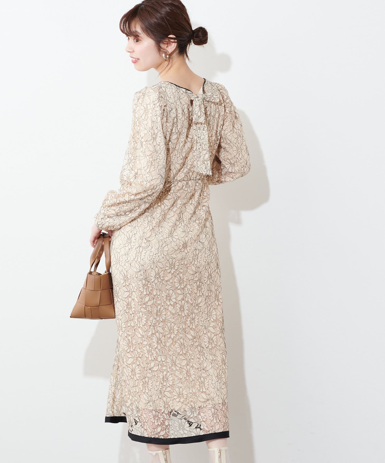 裾パイピング大人レースワンピース | natural couture(ナチュラル