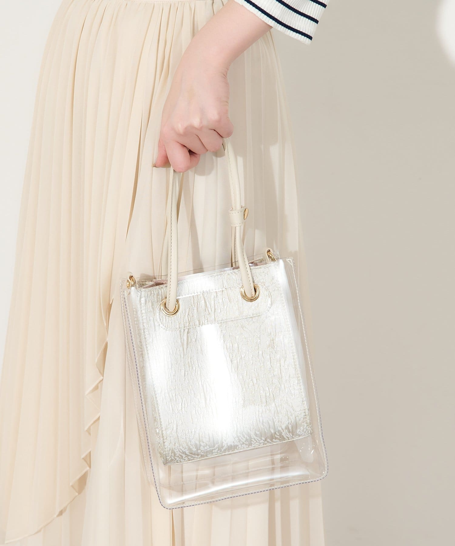 natural couture(ナチュラルクチュール) PVC*合皮2個セットトートバッグ