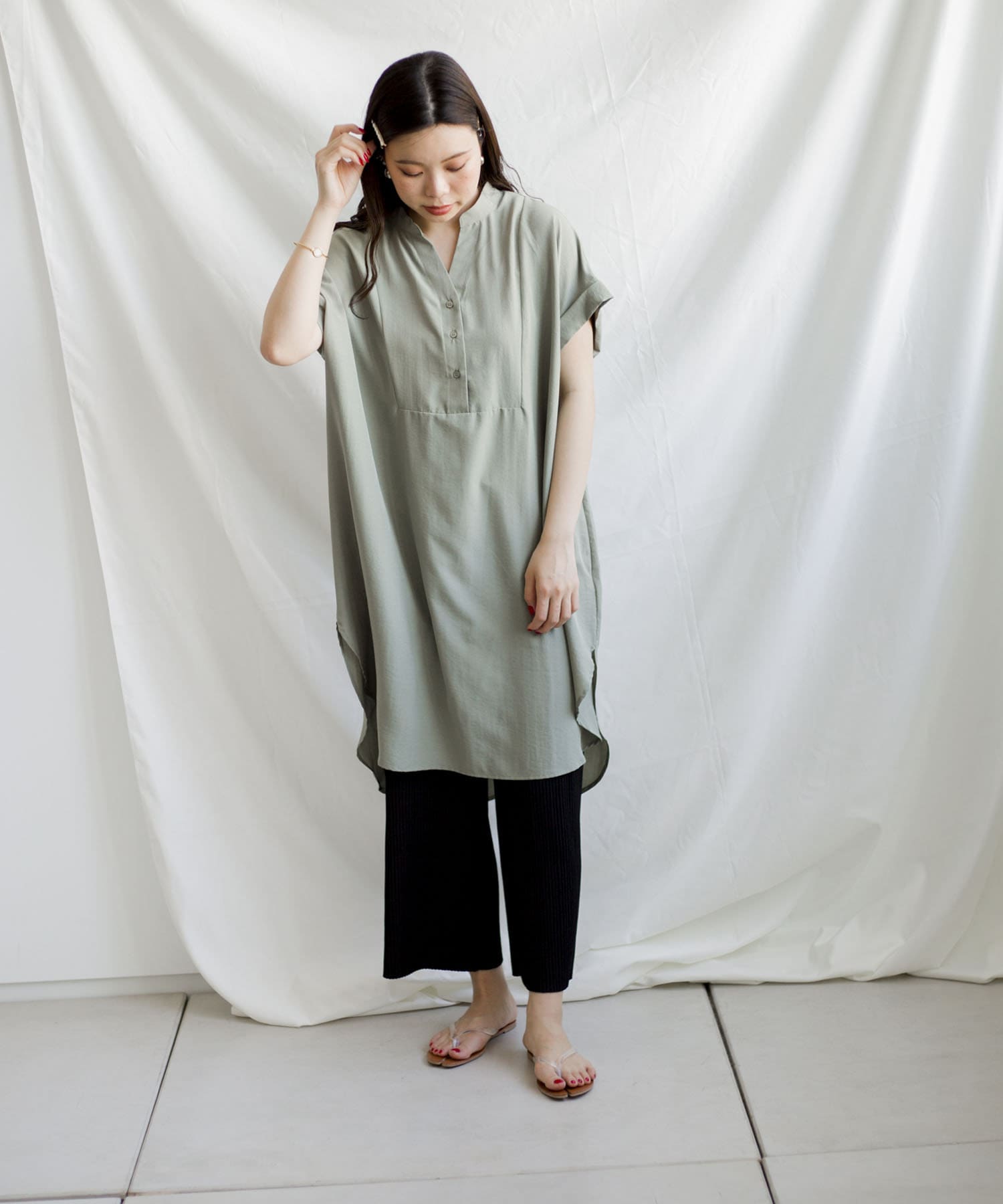 Thevon.(ゼヴォン) ブザム切替シャツワンピース