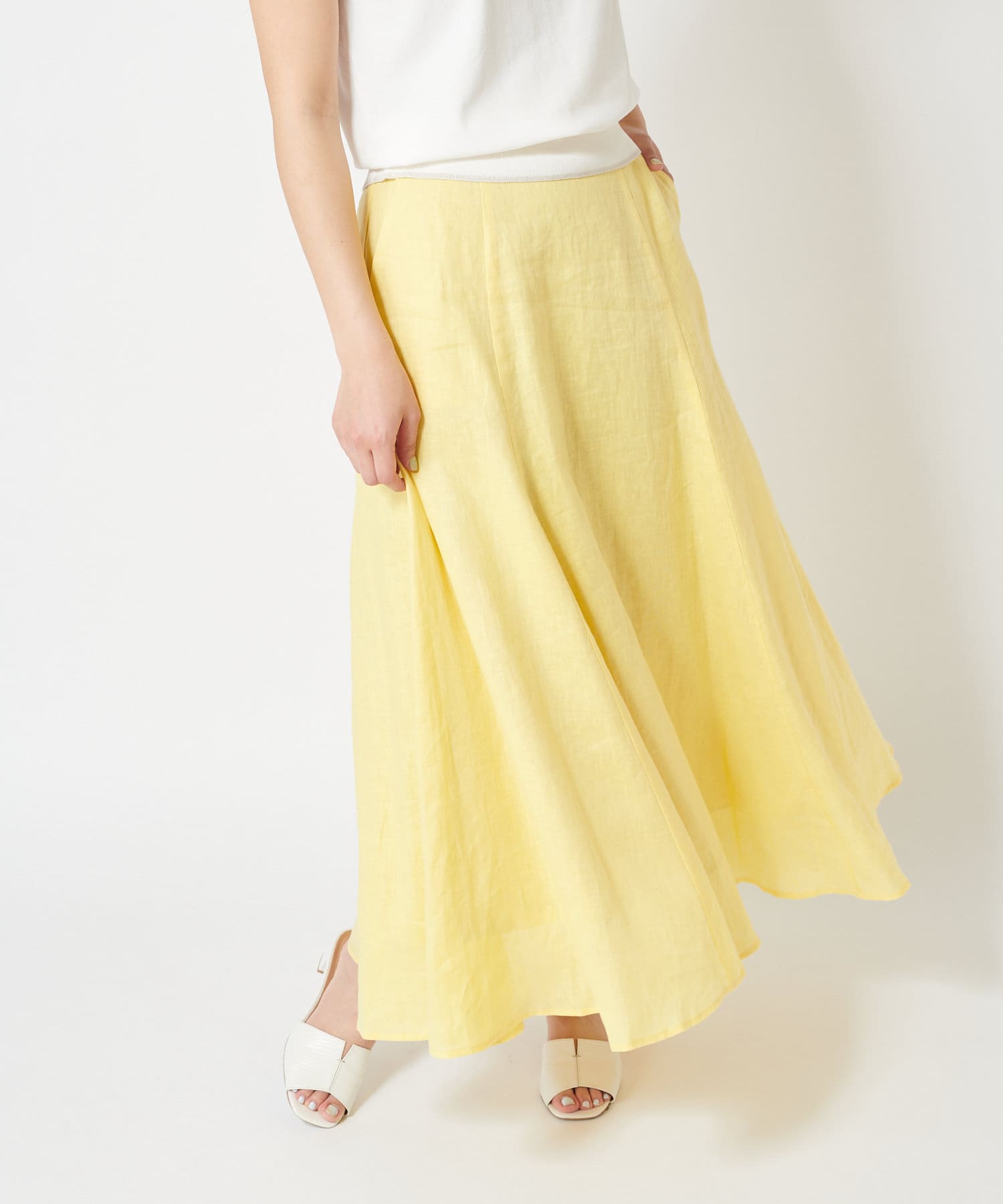 きちんと感に爽やかさをプラス リネンフレアロングスカート Collage Gallardagalante コラージュ ガリャルダガランテ レディース Pal Closet パルクローゼット パルグループ公式ファッション通販サイト