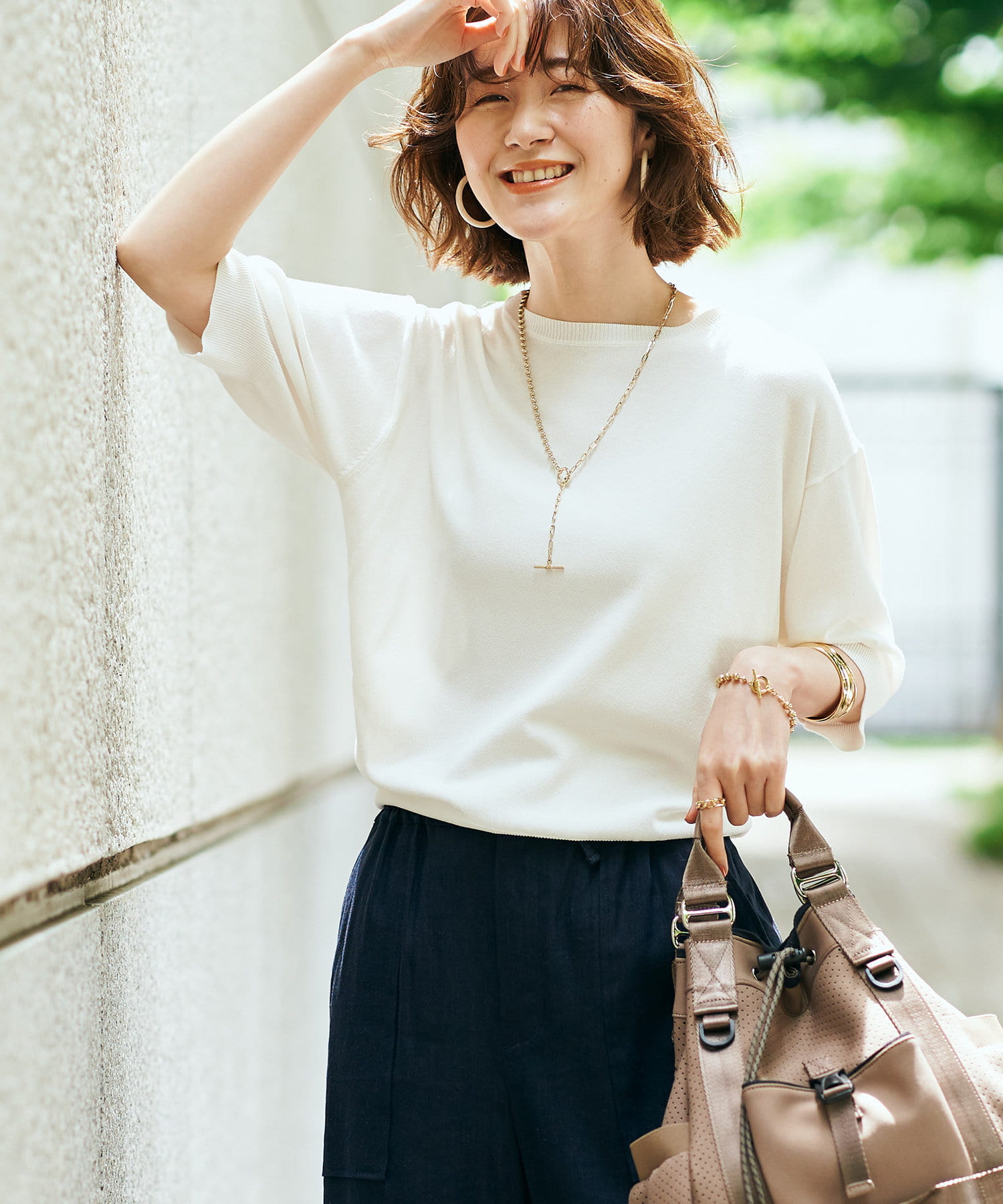 un dix cors(アンディコール) 【清涼感のある定番ニット】クールタッチクルーネックニット