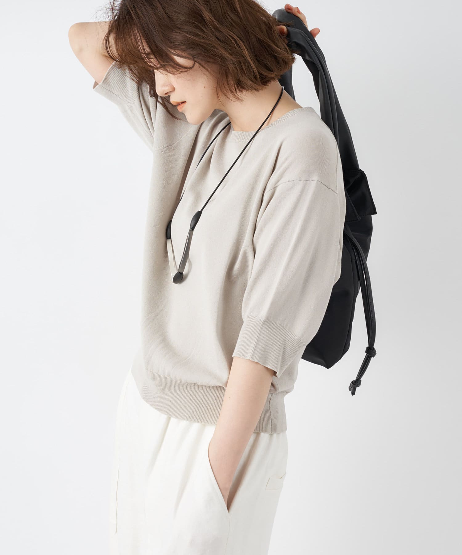 un dix cors(アンディコール) 【清涼感のある定番ニット】クールタッチクルーネックニット