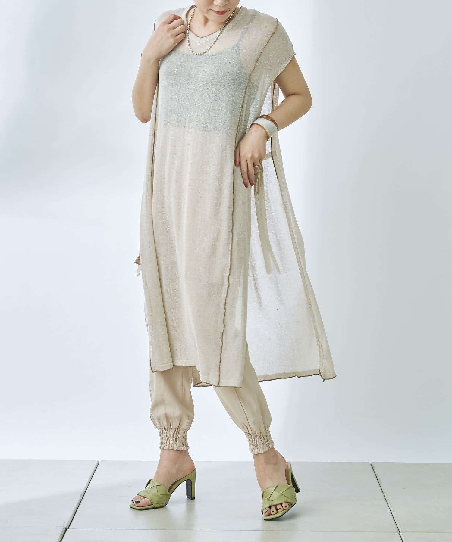 prose verse(プロズヴェール) 【バックウエストゴム仕様】裾シャーリングカーゴパンツ