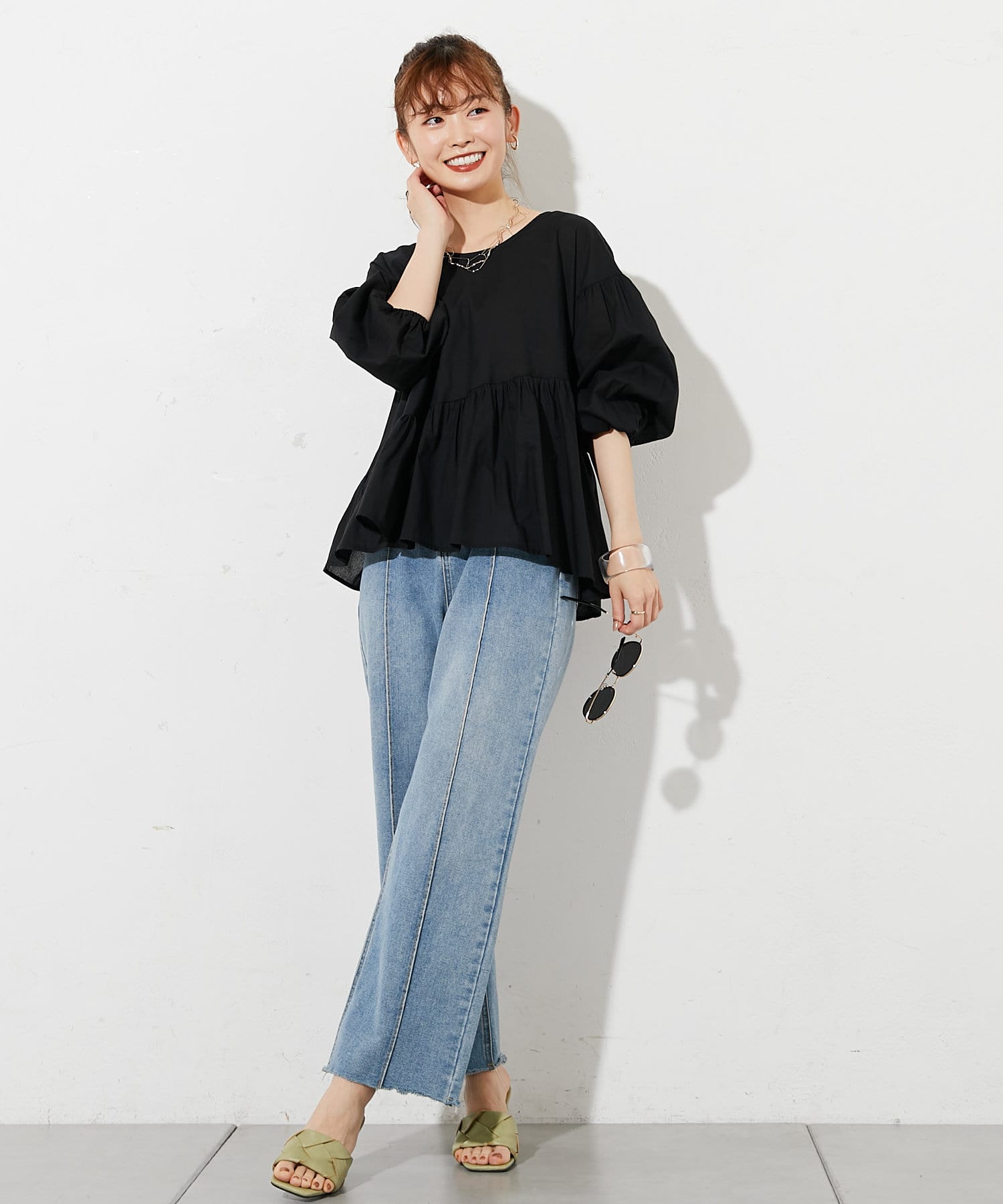 prose verse(プロズヴェール) アシンメトリー裾フレアブラウス