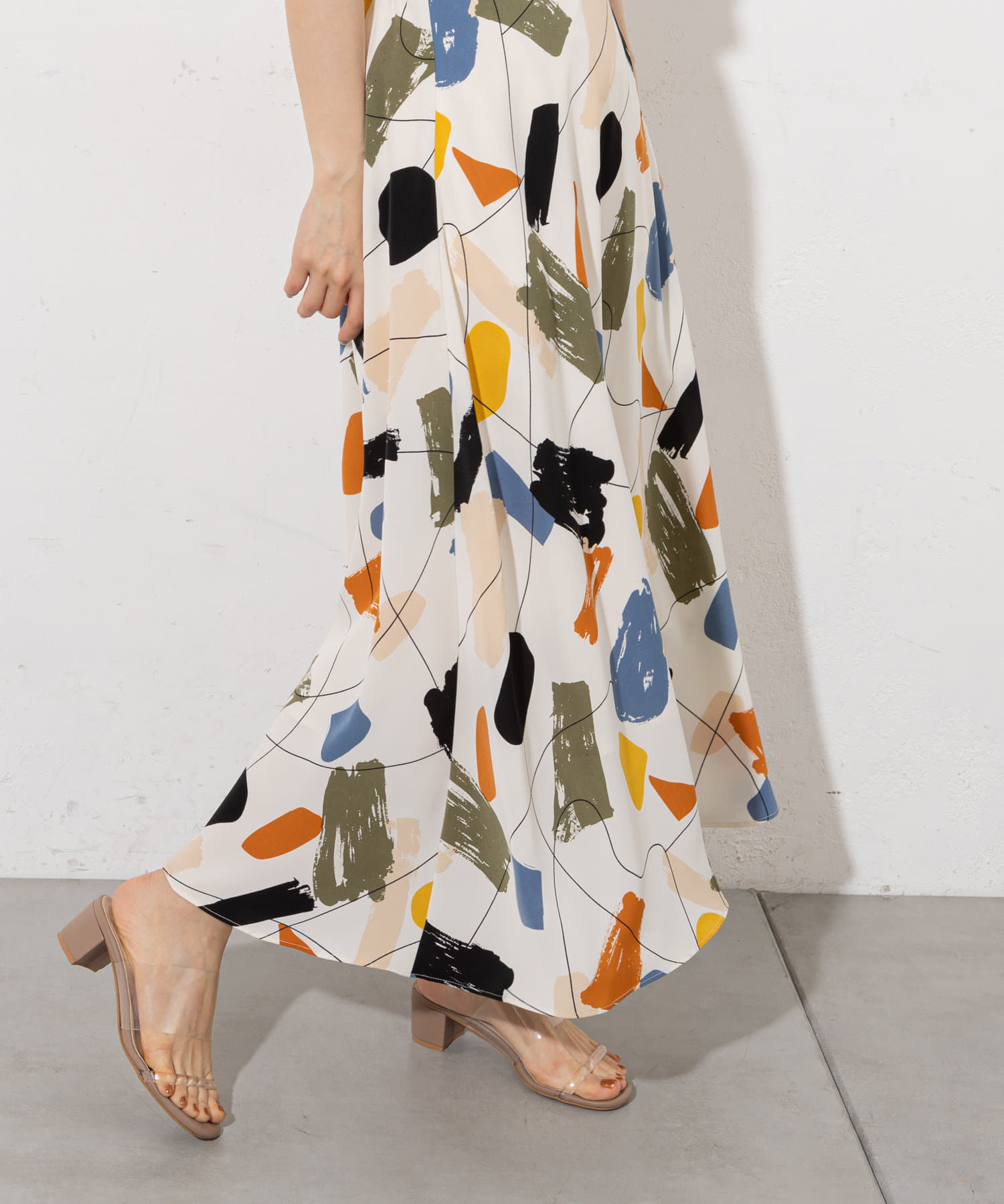 バックウエストゴム仕様 ペイント 幾何柄フレアスカート Prose Verse プロズヴェール レディース Pal Closet パルクローゼット パルグループ公式ファッション通販サイト