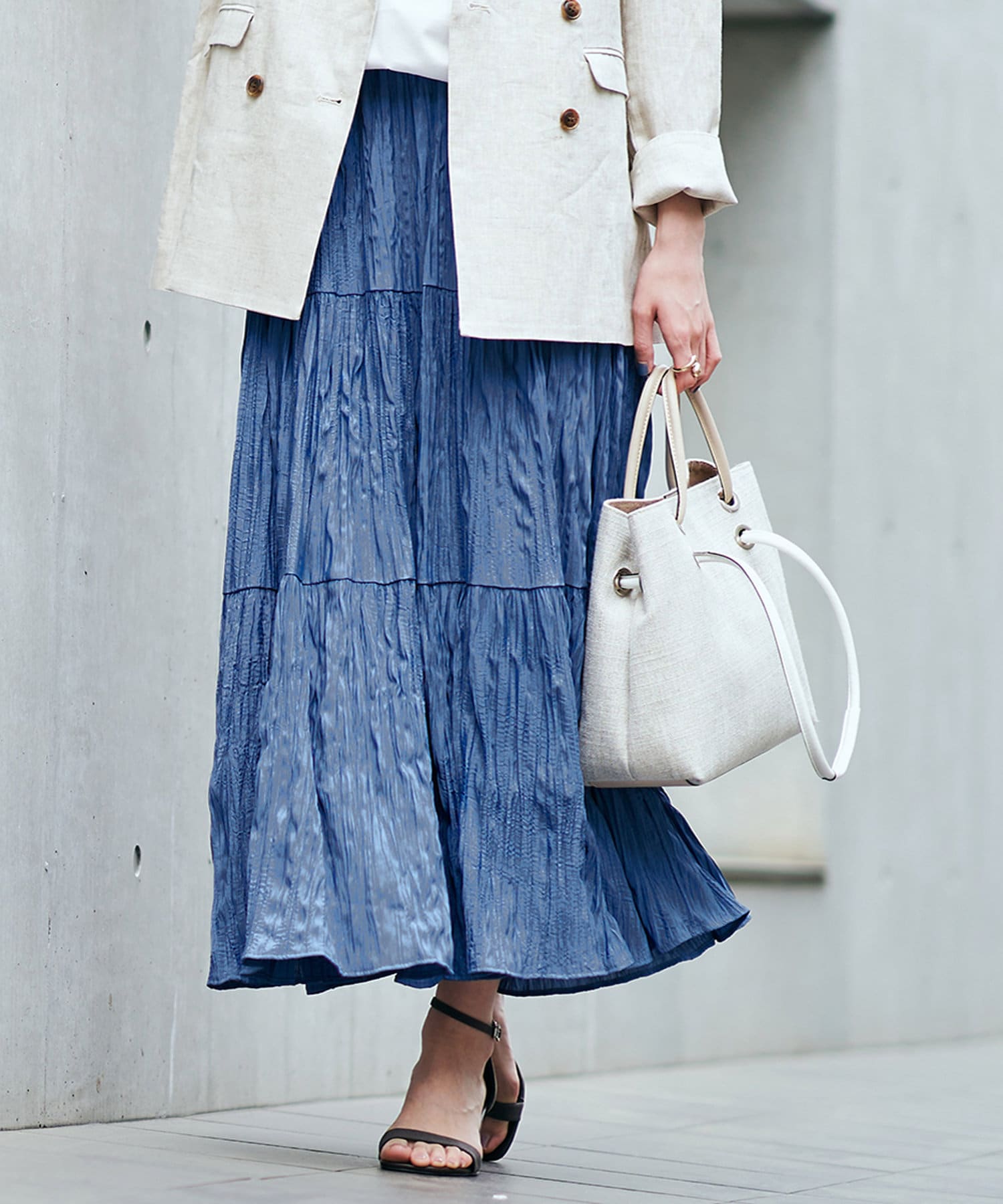 un dix cors(アンディコール) 【リラクシーで女性らしい】ランダムプリーツティアードスカート