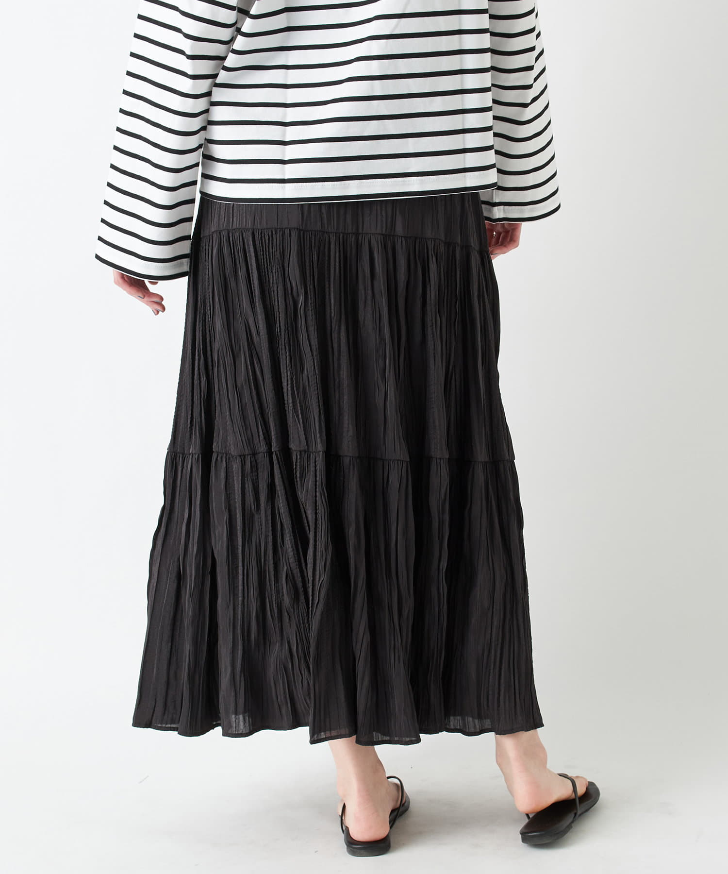 un dix cors(アンディコール) 【リラクシーで女性らしい】ランダムプリーツティアードスカート