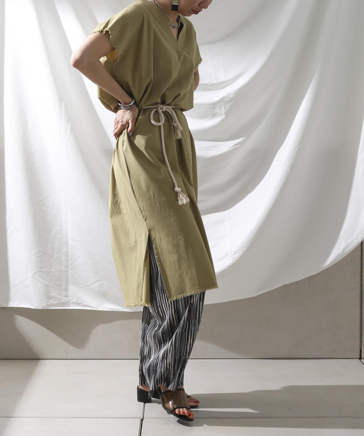 ロープベルトセットカフタンワンピース Thevon ゼヴォン レディース Pal Closet パルクローゼット パルグループ公式ファッション通販サイト