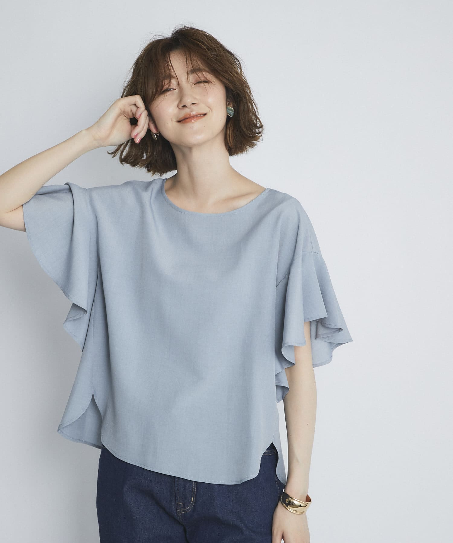 un dix cors(アンディコール) 【時短でおしゃれになれる】フレア袖ブラウス×パンツセットアップ