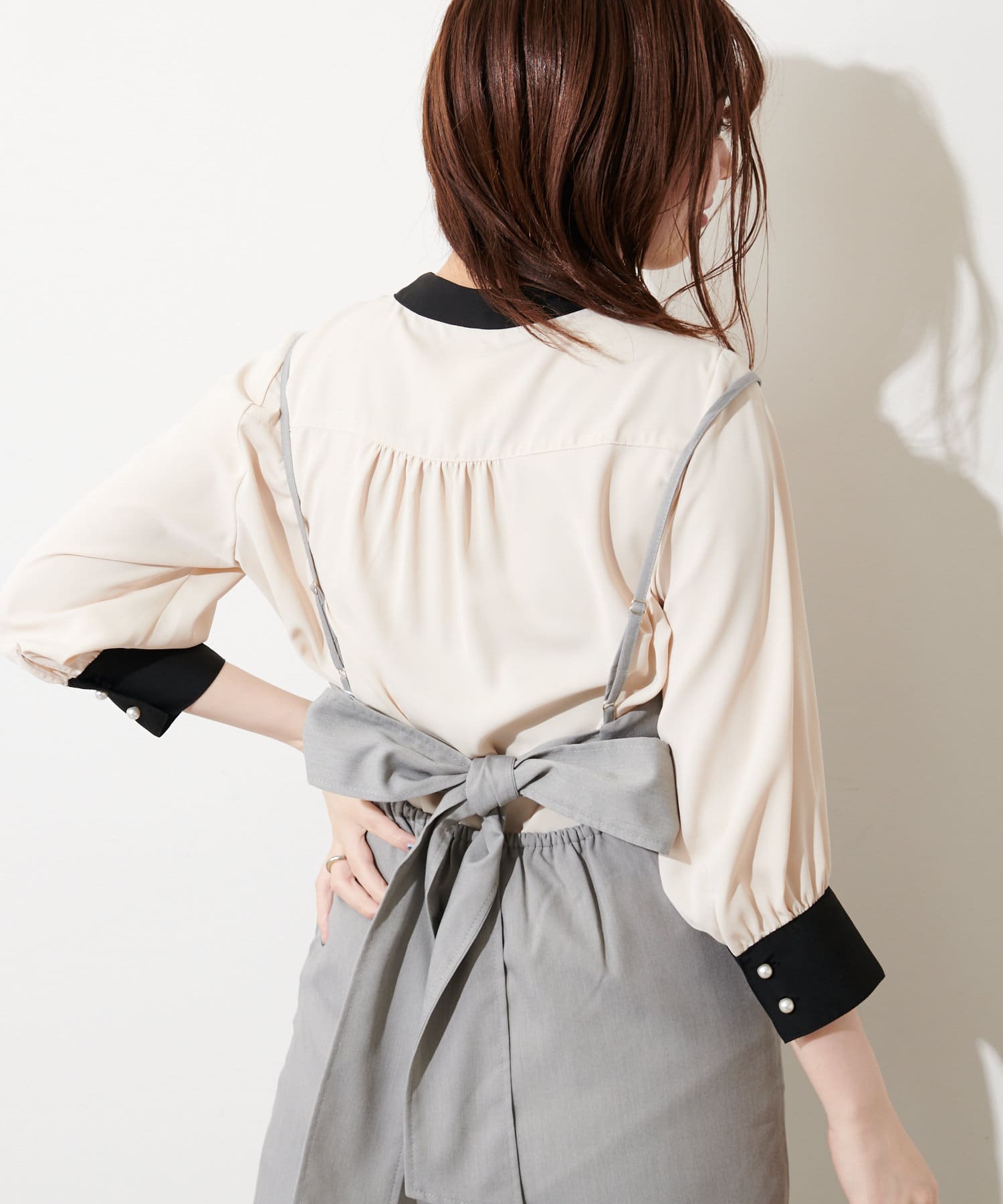 WEB限定】パールポイントバイカラーブラウス | natural couture