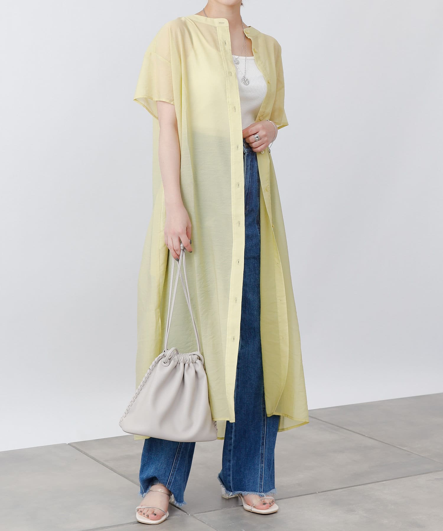 サステナブルシアーバンドカラーシャツワンピース Colony 2139 コロニー トゥーワンスリーナイン レディース Pal Closet パルクローゼット パルグループ公式ファッション通販サイト