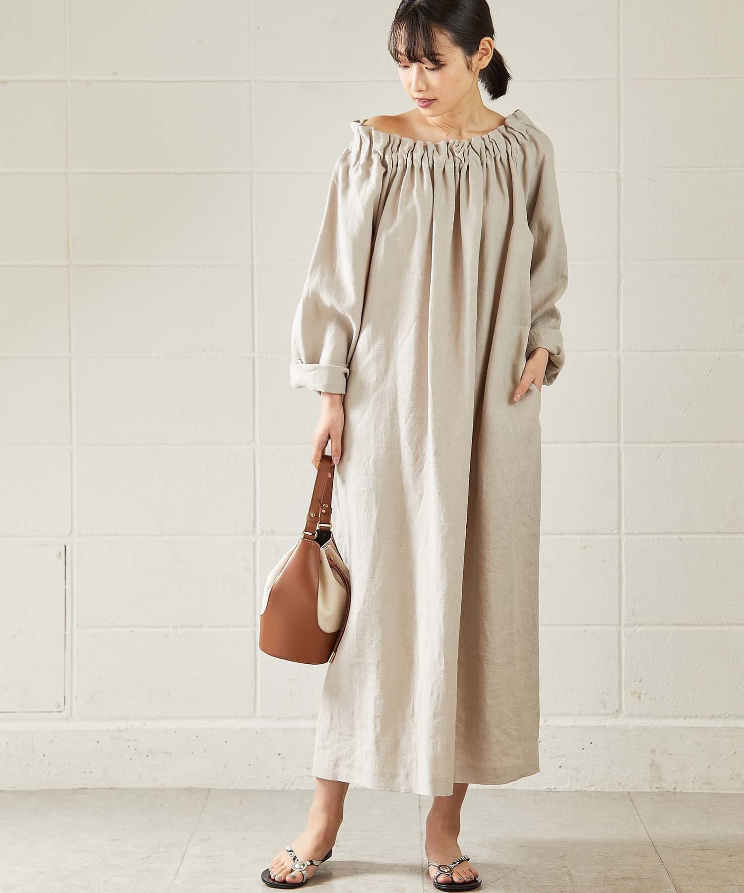 ネックギャザーリネンワンピース Ouvrage Classe ウヴラージュクラス レディース Pal Closet パルクローゼット パルグループ公式ファッション通販サイト