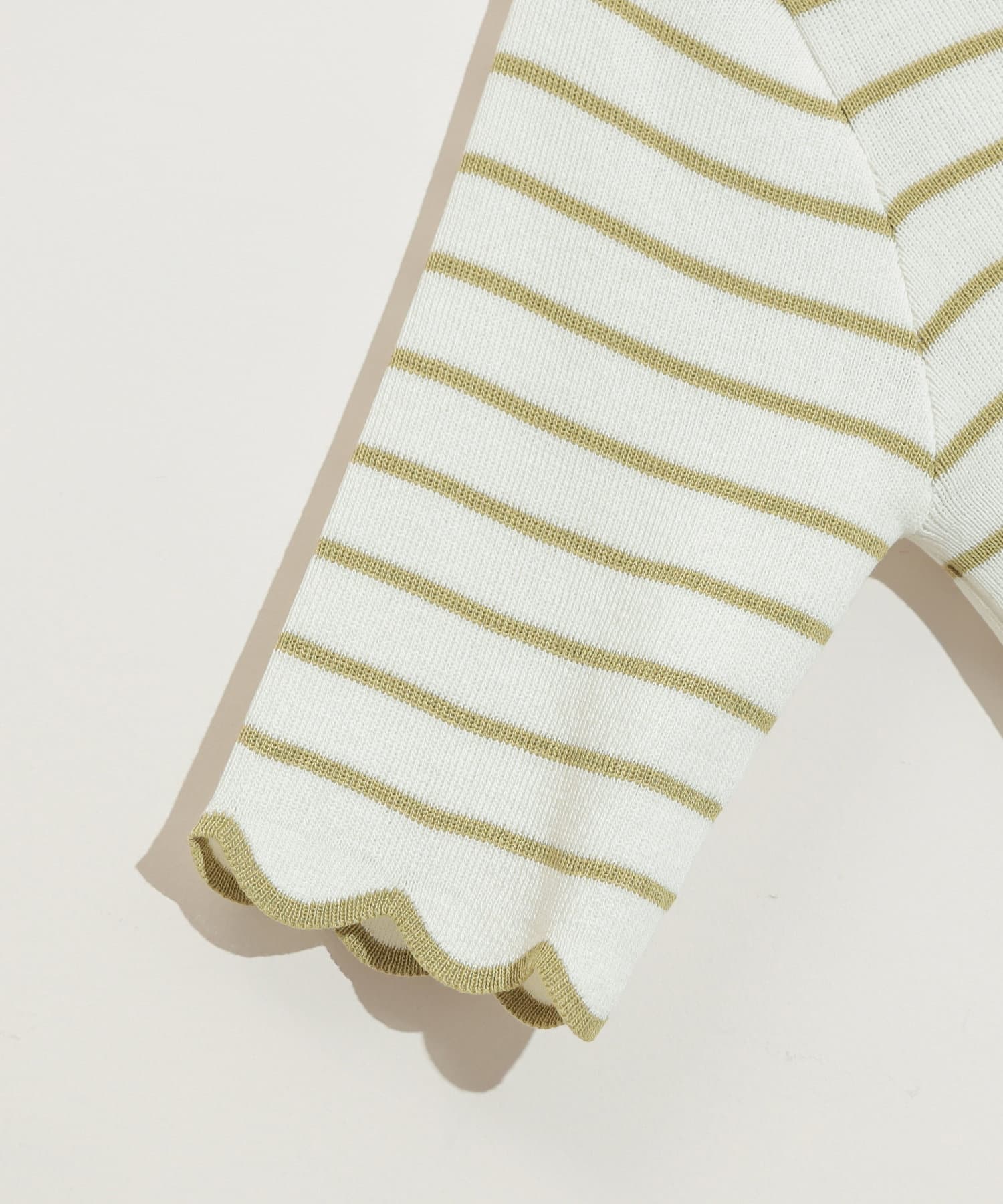 natural couture(ナチュラルクチュール) 袖口配色スカラップ強撚ニット