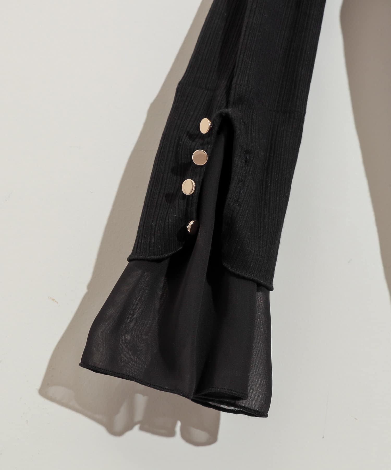 natural couture(ナチュラルクチュール) 袖口シフォンひらりテレコメローT