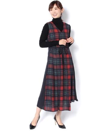 【Awfully】チェックアシメワンピース