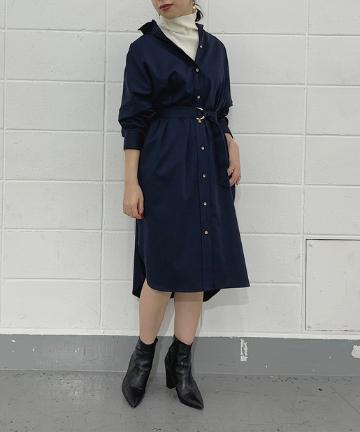 サテンBIGシャツワンピース