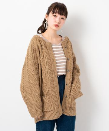 ケーブルボリュームカーディガン