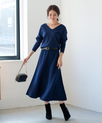 総針ニットワンピース