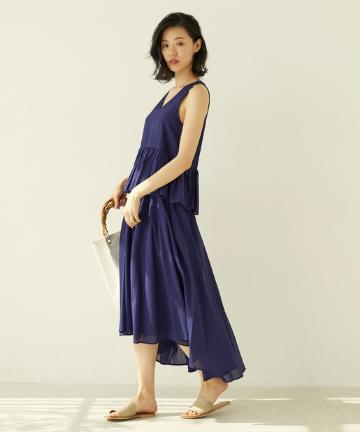 【MARIHA】ティアードフリルノースリーブドレス/鳥の夢のドレス