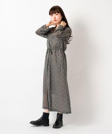 ペイズリー柄シフォンワンピース