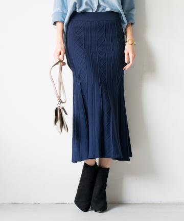 ケーブルニットスカート