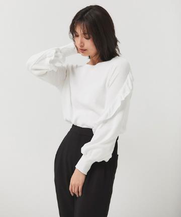 フリルスリーブニット