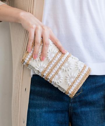 【SANTI】フラワービーズクラッチ