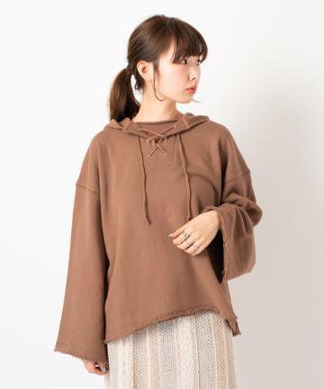 編み上げフーディースウェット