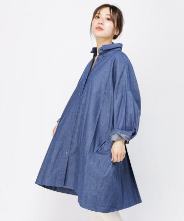 ビッグシルエットデニムタックシャツ/シャツワンピース