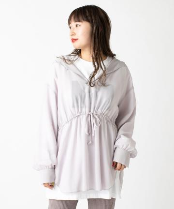 フード付きシフォンブラウス