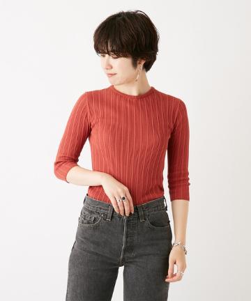 コットンシルクハーフリブニット