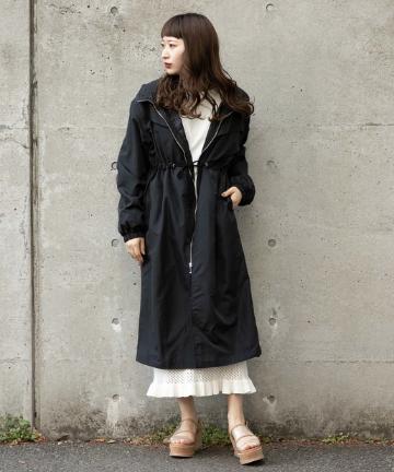 ロングシャイニーフードzipパーカー